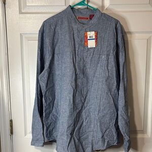 Havanera Women’s Blue Button-Up Shirt Sz XL Linen/Cotton NWT